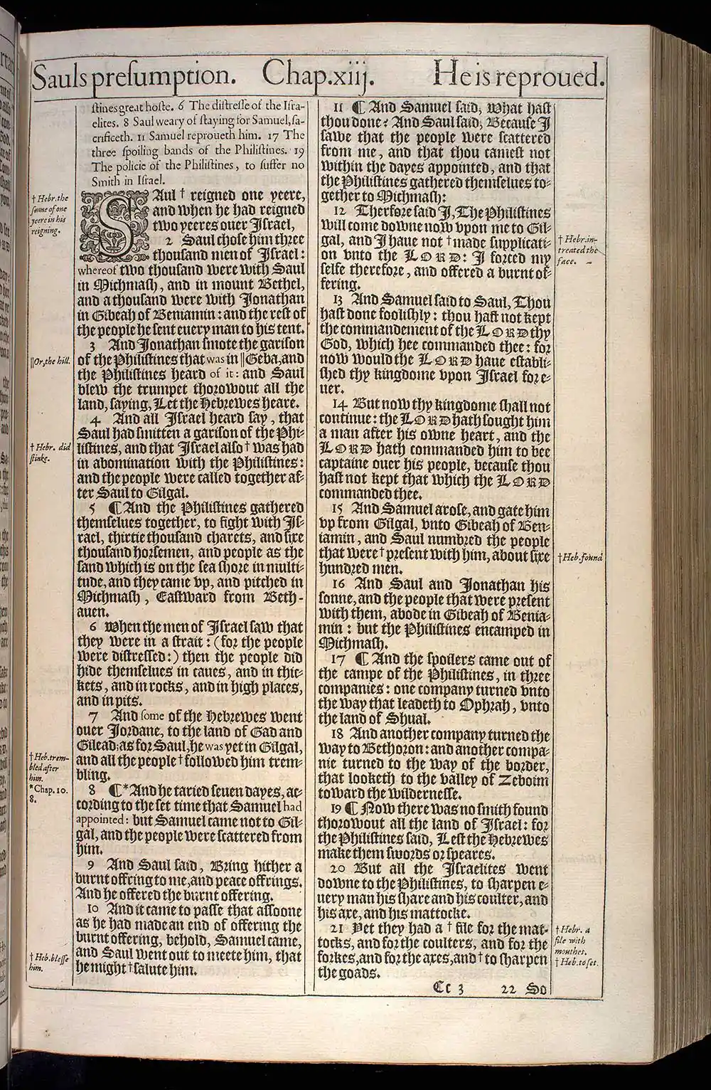 1 Samuel Chapter 13 Original 1611 KJV Bible Scan