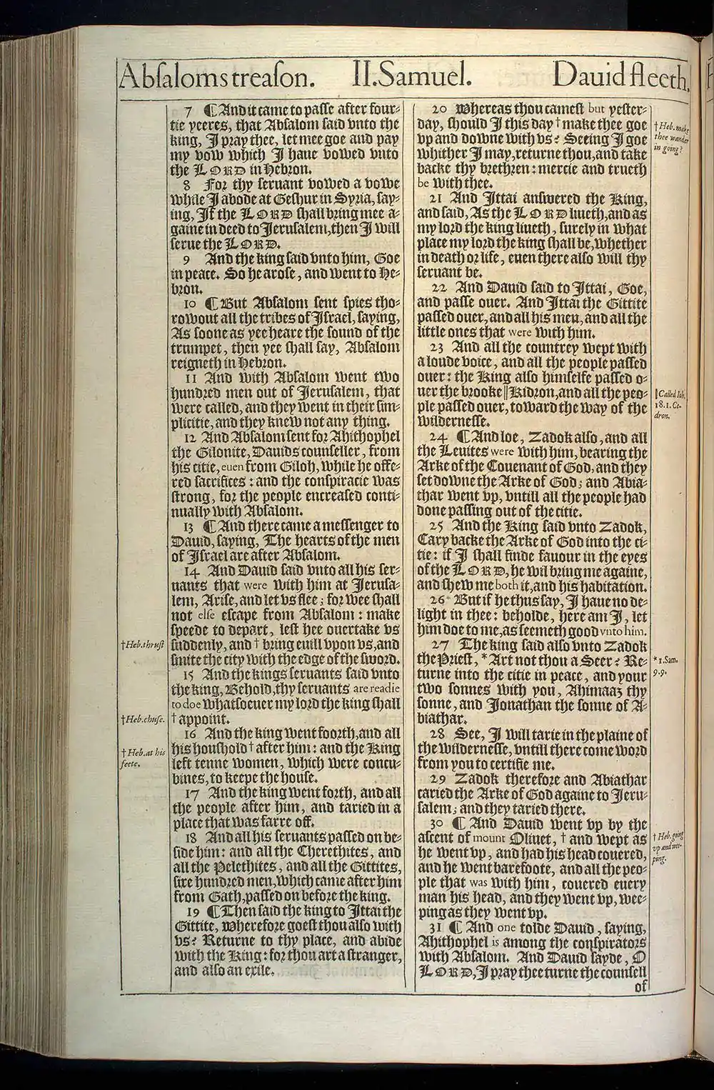 2 Samuel Chapter 15 Original 1611 KJV Bible Scan