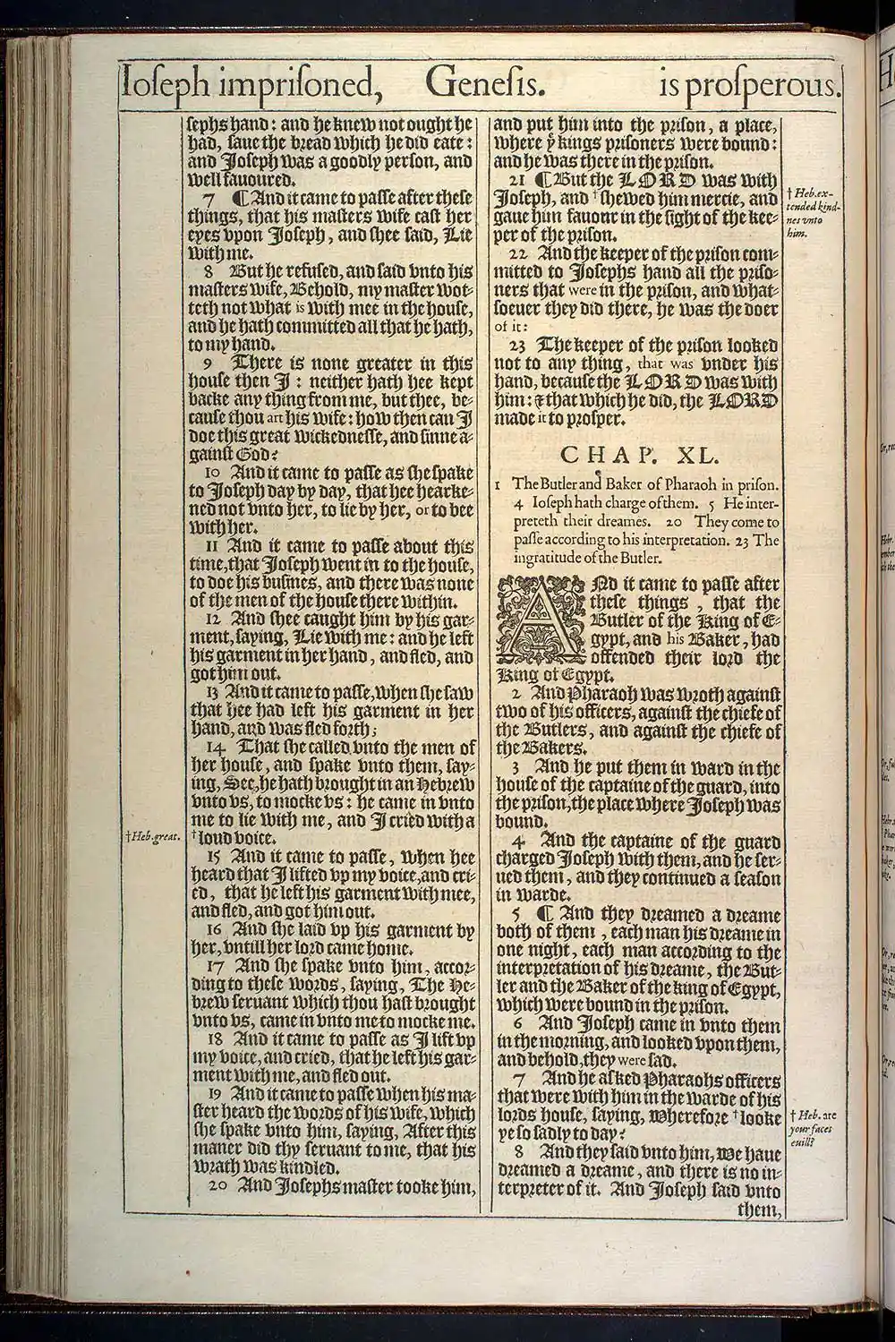 Genesis Chapter 40 Original 1611 KJV Bible Scan