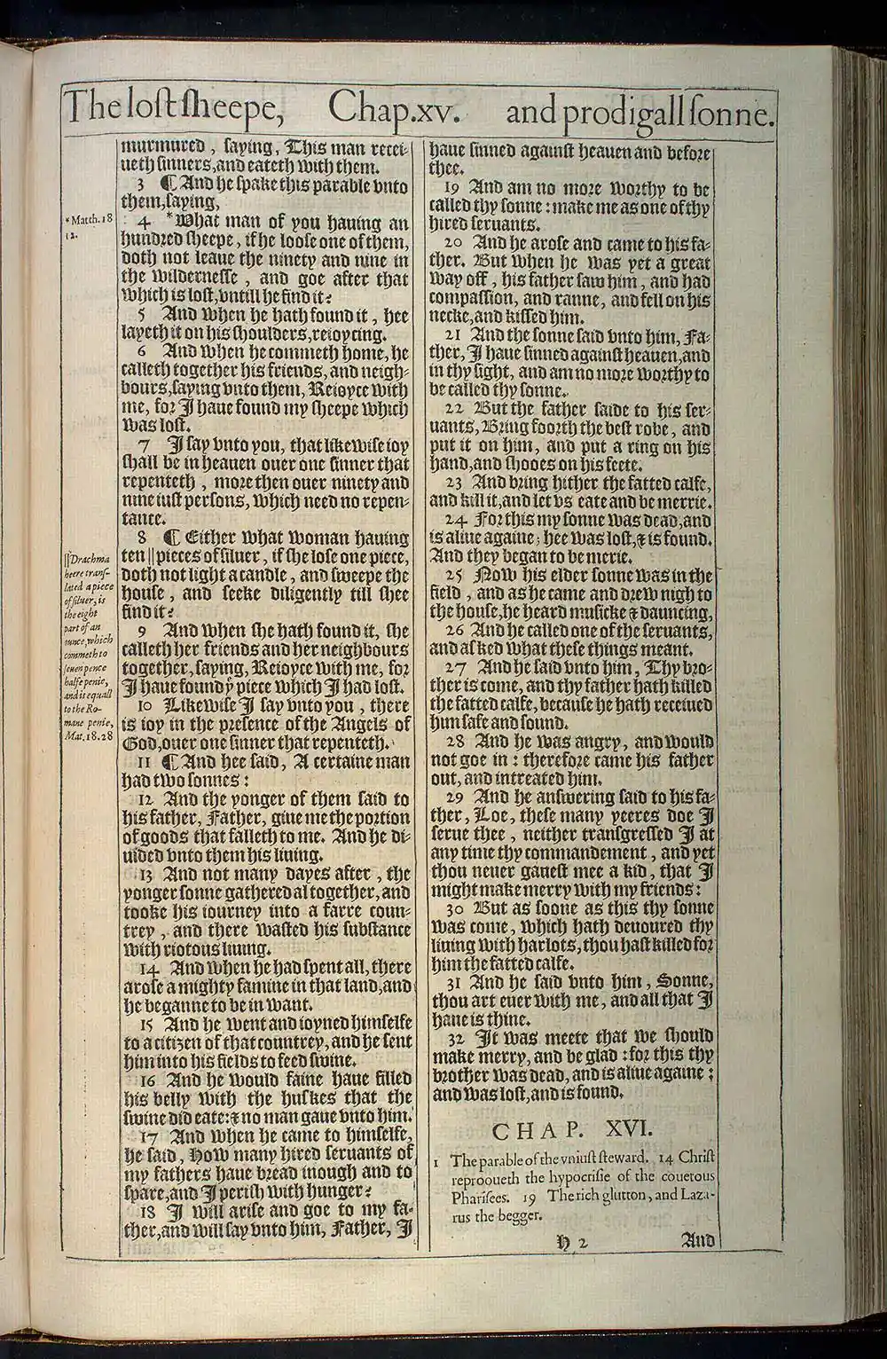 Luke Chapter 15 Original 1611 KJV Bible Scan
