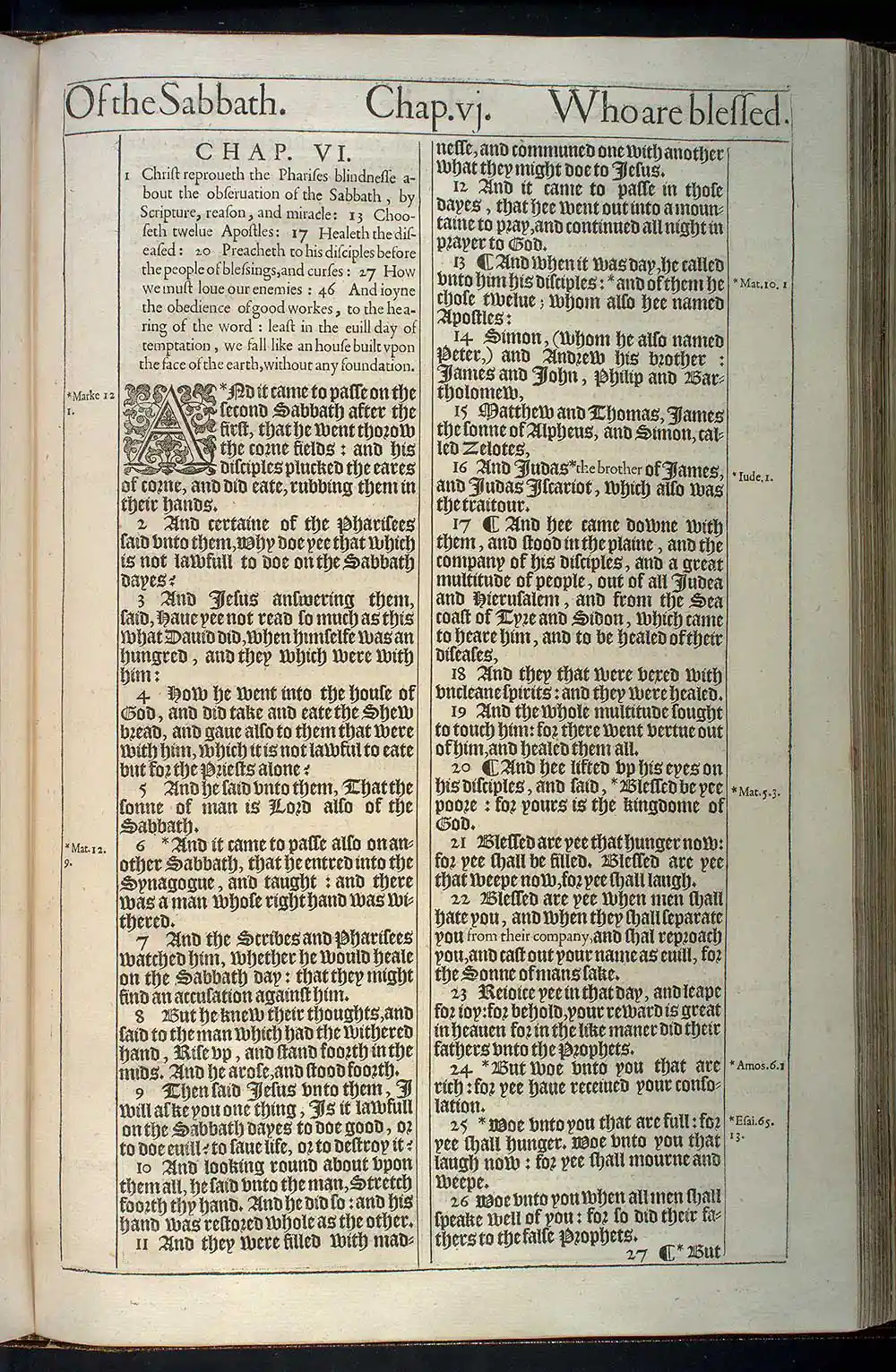 Luke Chapter 6 Original 1611 KJV Bible Scan