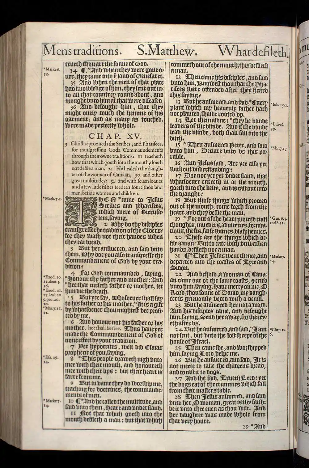 Matthew Chapter 15 Original 1611 KJV Bible Scan