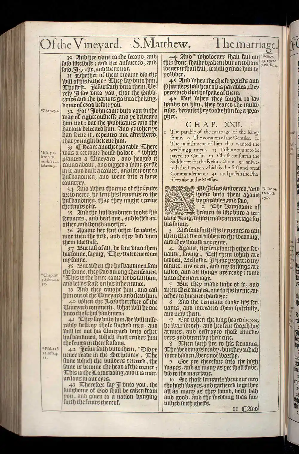 Matthew Chapter 22 Original 1611 KJV Bible Scan